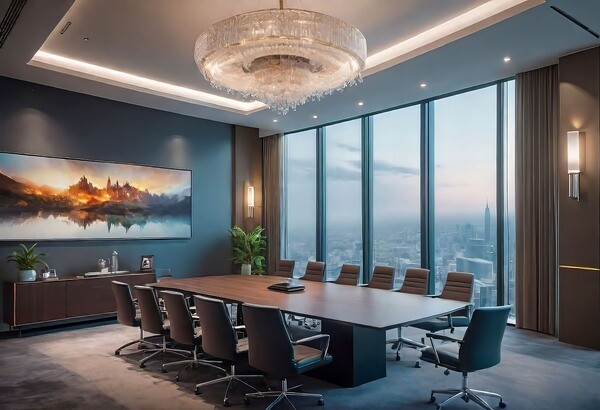 Ein luxuriöser Meetingraum in einem Bürogebäude