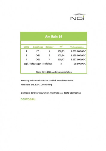 Verkaufspreisliste 01.11.2022