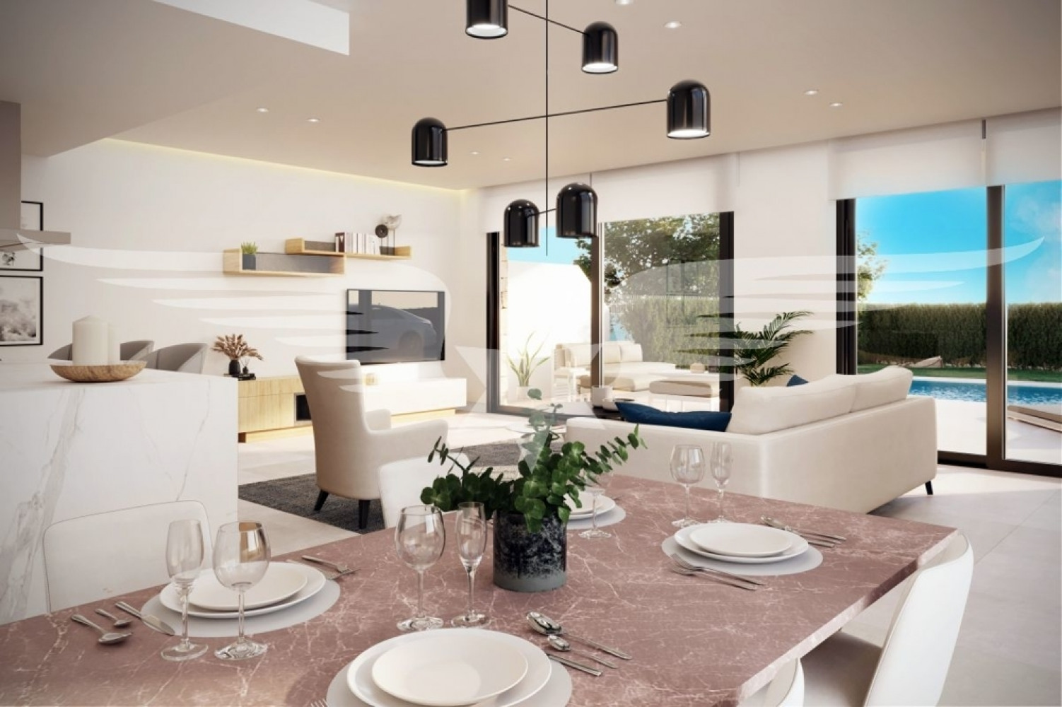 Visualised living-dining area  Actual