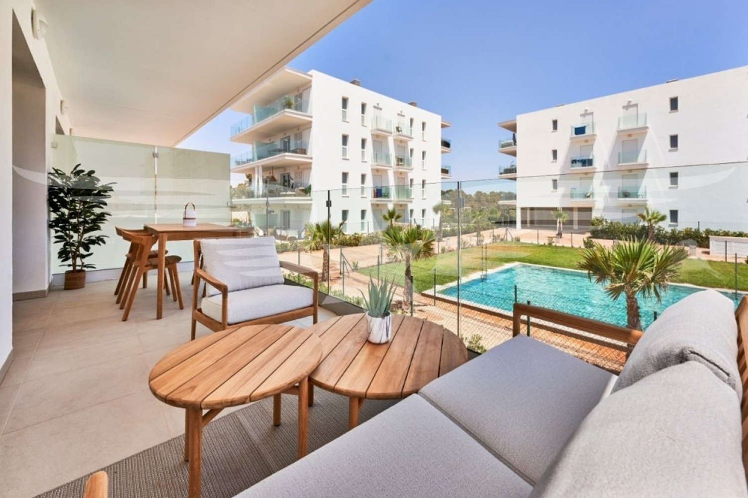 Terrace with pool view