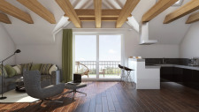 Wohnzimmer mit Holzbalken
