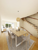 Wohn- und Esszimmer mit Möblierung