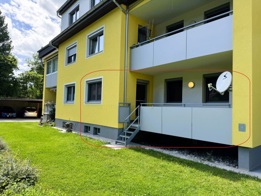 Gartenansicht mit Kennzeichnung Wohnung