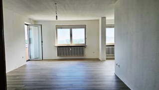 Das große Wohnzimmer mit Balkontür geht offen...