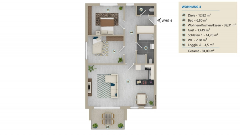 Grundriss Wohnung 4