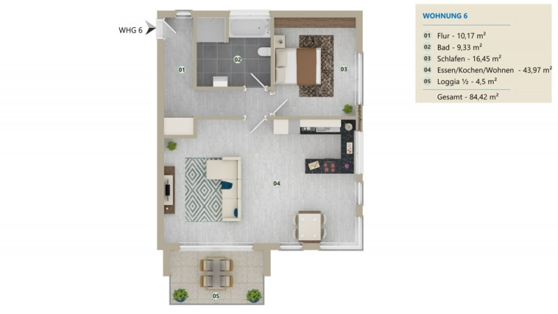 Grundriss Wohnung 6