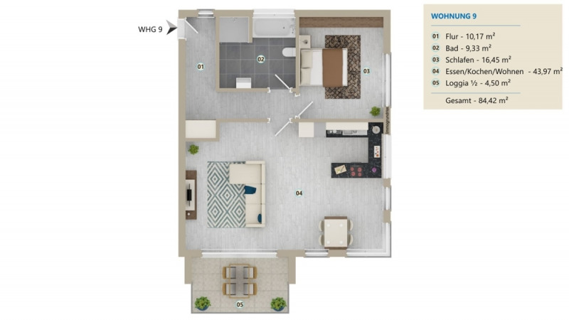 Grundriss Wohnung 9