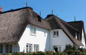 Reetdachhaus mit weißer Fassade