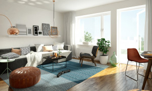 Modern eingerichtetes Wohnzimmer