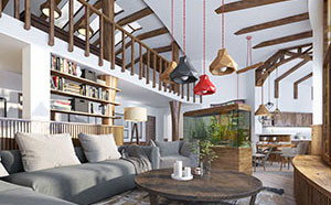 Wohnzimmer mit Galerie