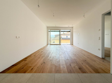 living room with kitchen