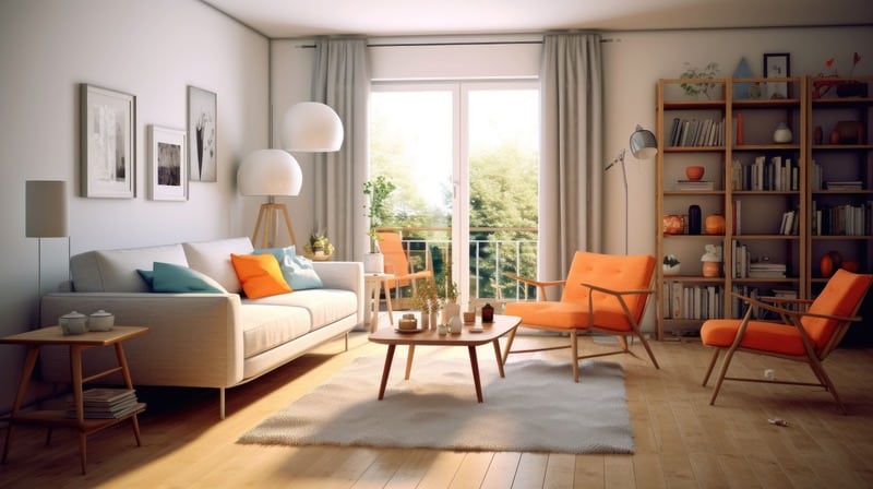 Ein modernes Wohnzimmer mit Sitzmöbeln