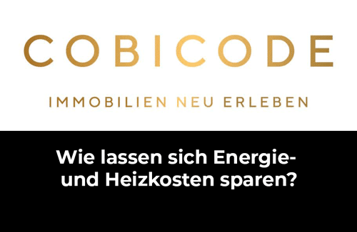 COBICODE Logo und Schriftzug "Wie lassen sich Energie- und Heizkosten sparen?"