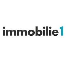 Immobilie1: schwarzer Text "Immobilie", blaue "1".