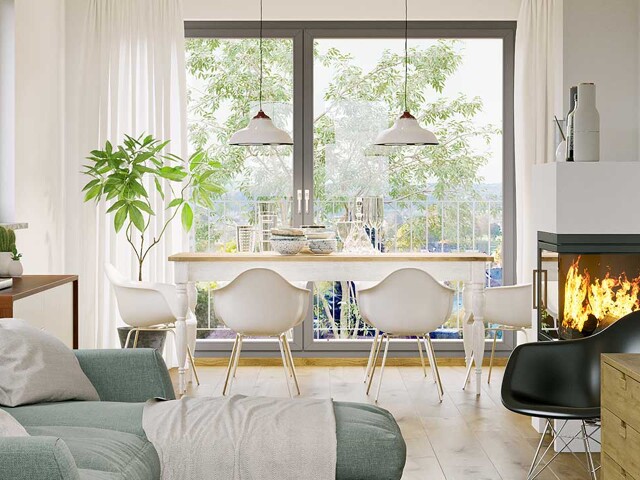 Moderne Wohnung mit Kamin