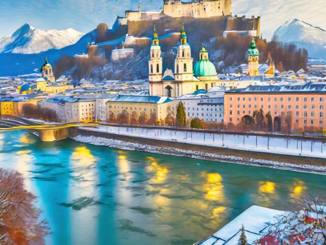 Foto von Salzburg im Cartoon-Stil