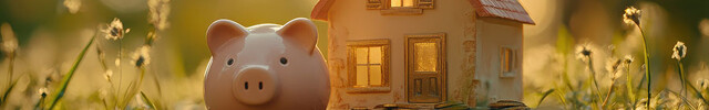 Modellhaus und Sparschwein auf Münzen: Symbol für Wegfall der KMI-Verordnung