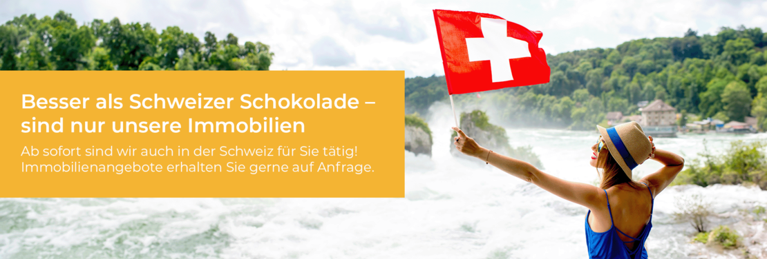 Frau mit Schweizer Flagge, Immobilienvermittlung in der Schweiz