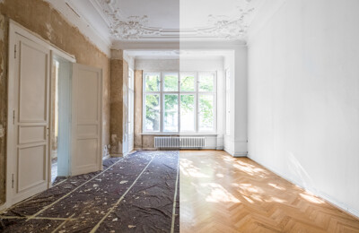 Vorher-Nachher Bild einer Renovierung