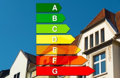 Eine Skala zu den Energieeffizienzklassen von A bis G