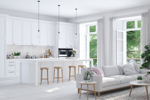 Küche und Wohnzimmer