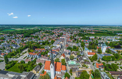 Blick von oben auf Schwabmünchen