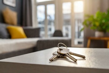 Schlüssel auf Tisch in Wohnung