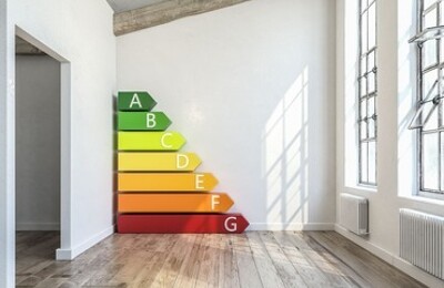Skala zur Energieeffizienz in einem Innenraum