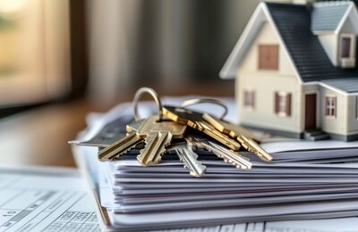 Ein Schlüsselbund liegt auf einem Papierstapel