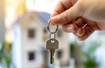 Hand hält Schlüssel