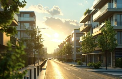 Eine Straße mit neuen Häusern