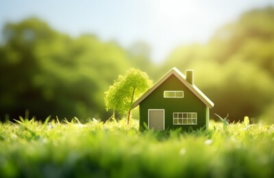 Modelhaus steht auf Wiese