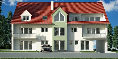 Neubau Mehrfamilienhaus mit rotem Dach