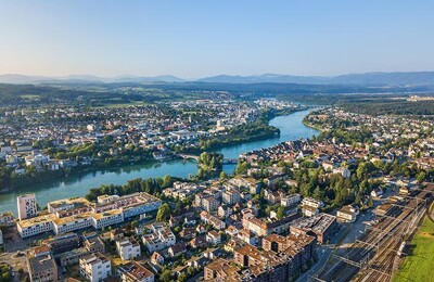 Luftbild von Rheinfelden mit dem Rhein