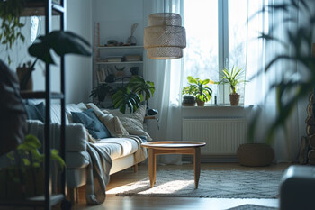 Modernes Wohnzimmer mit Pflanzen