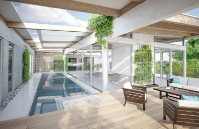 Appartamento con piscina interna e vista sulla terrazza