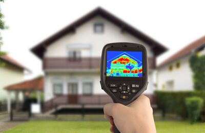 Energieeffizienz von einem Haus wird gemessen