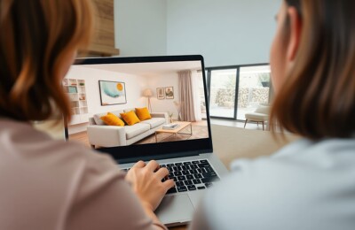 Person am Laptop möchte eine Immobilie mieten