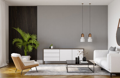 Ein modernes möbliertes Wohnzimmer