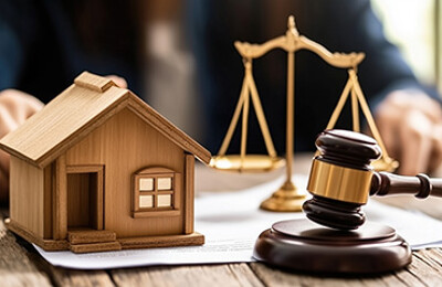 Richterhammer neben Hausmodell