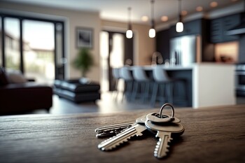 Schlüssel auf Tisch in Wohnung