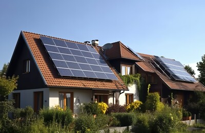 Einfamilienhaus mit Solaranlage auf dem Dach