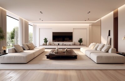 Modern und hell eingerichtetes Wohnzimmer