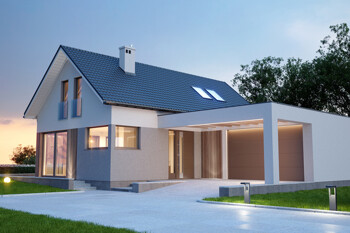 Ein großes modernes Einfamilienhaus im Grünen