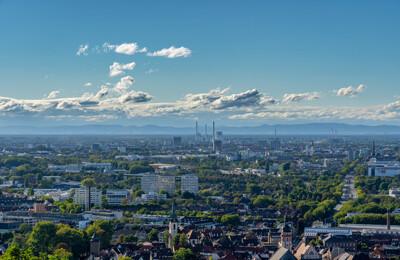 Luftansicht auf Karlsruhe