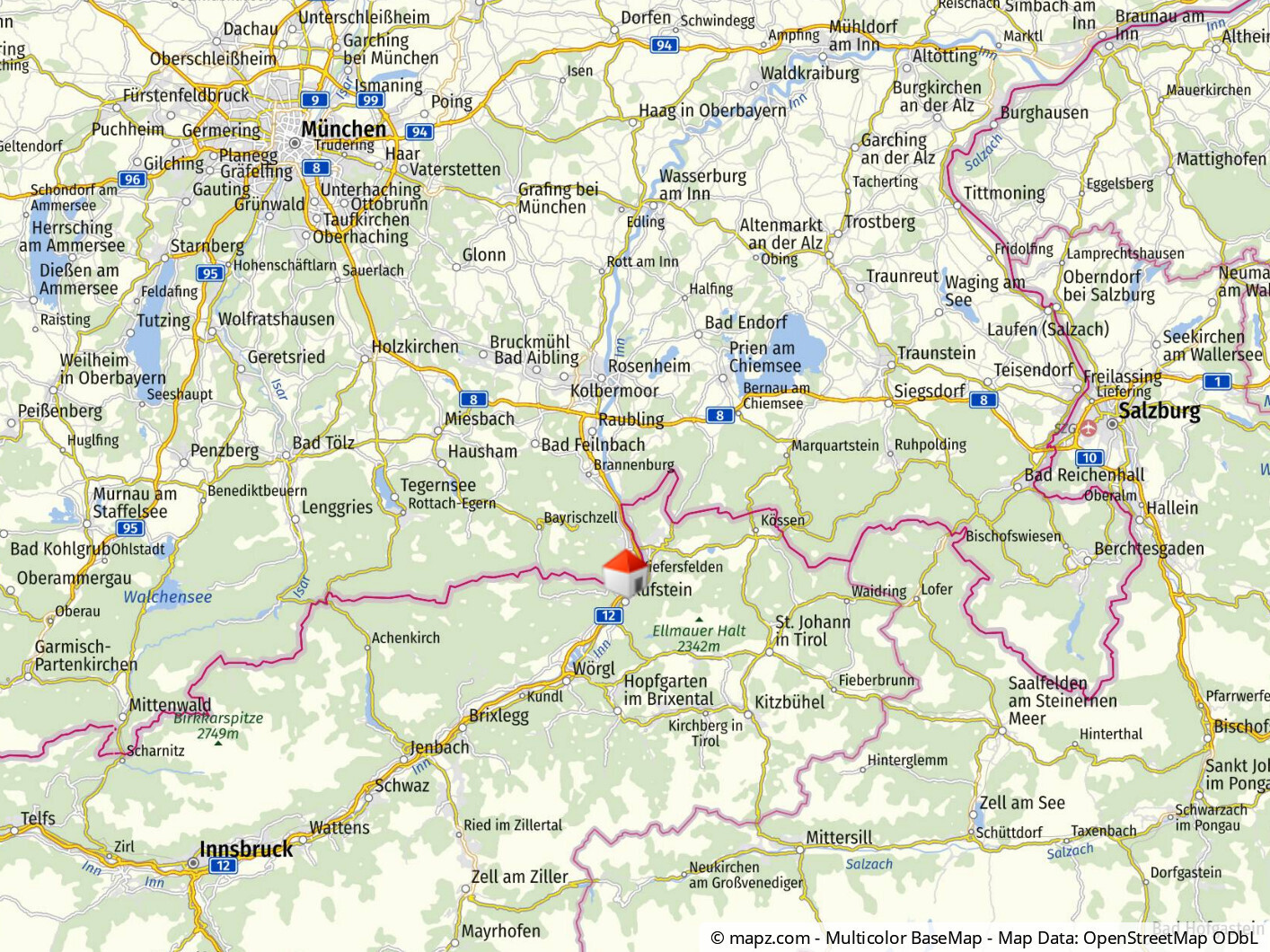 1 Stunde nach Innsbruck , Salzburg und München und 3 Stunden zum Gardasee
