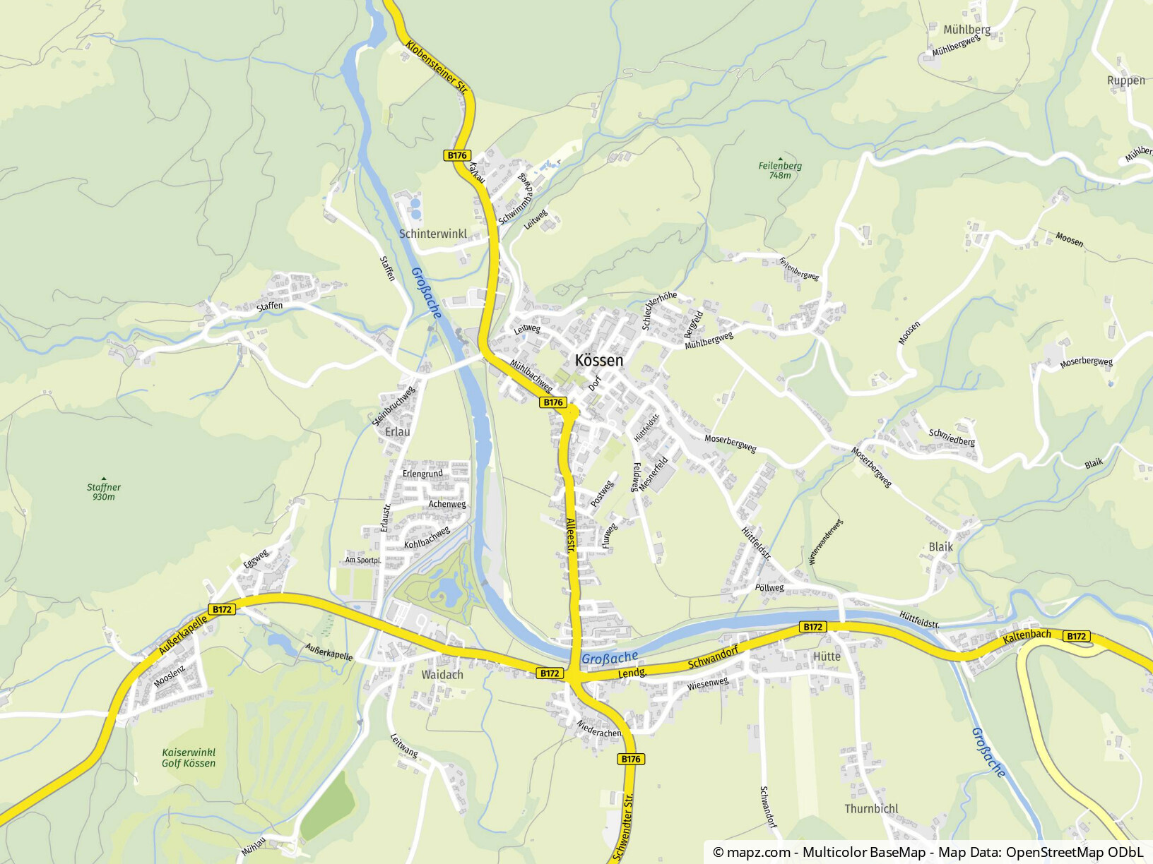 Das Gemeindegebiet von Kössen