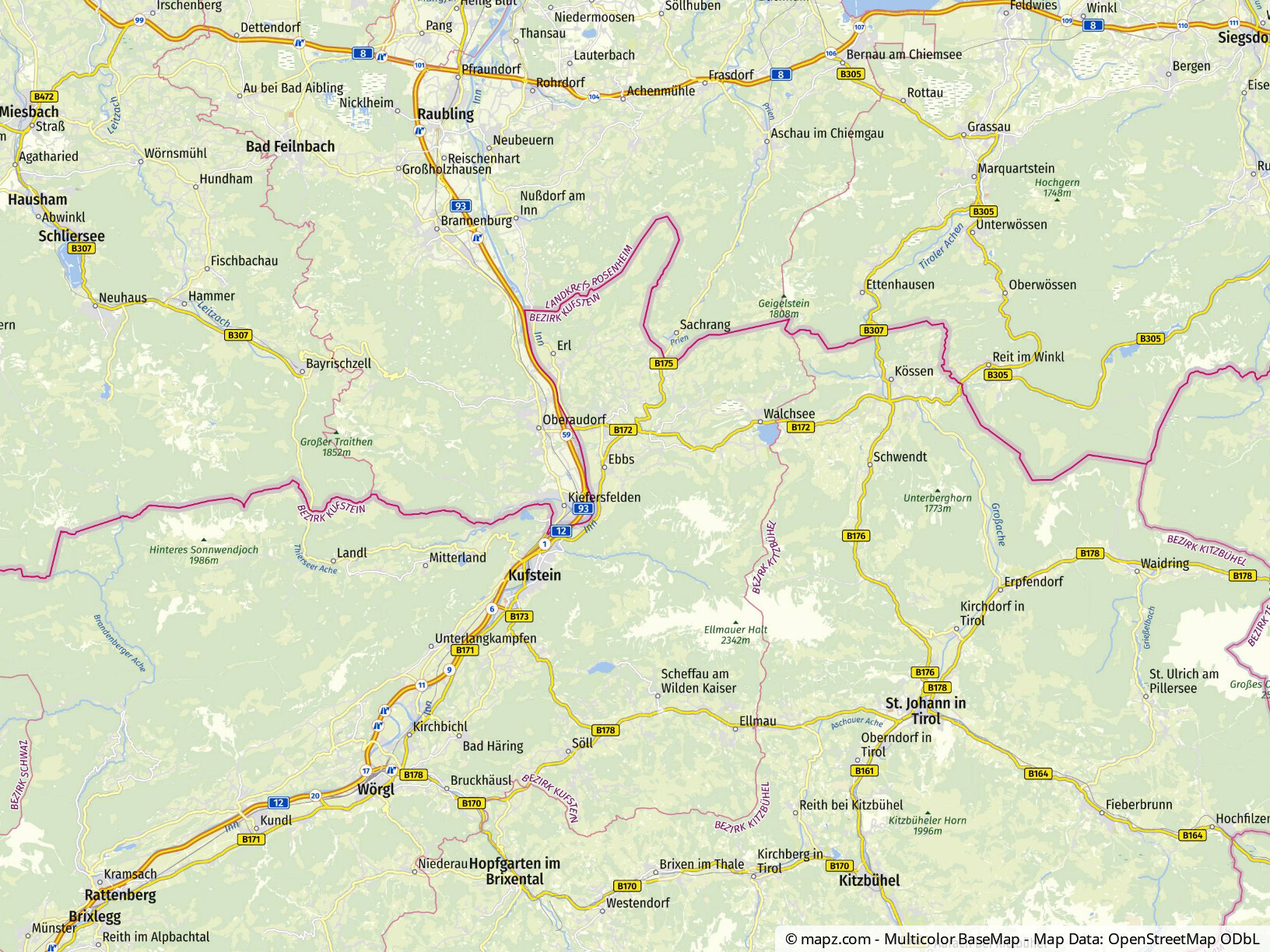 Wörgl Knotenpunkt von Inn-, Brixen-, Sölleukental und Wildschönau