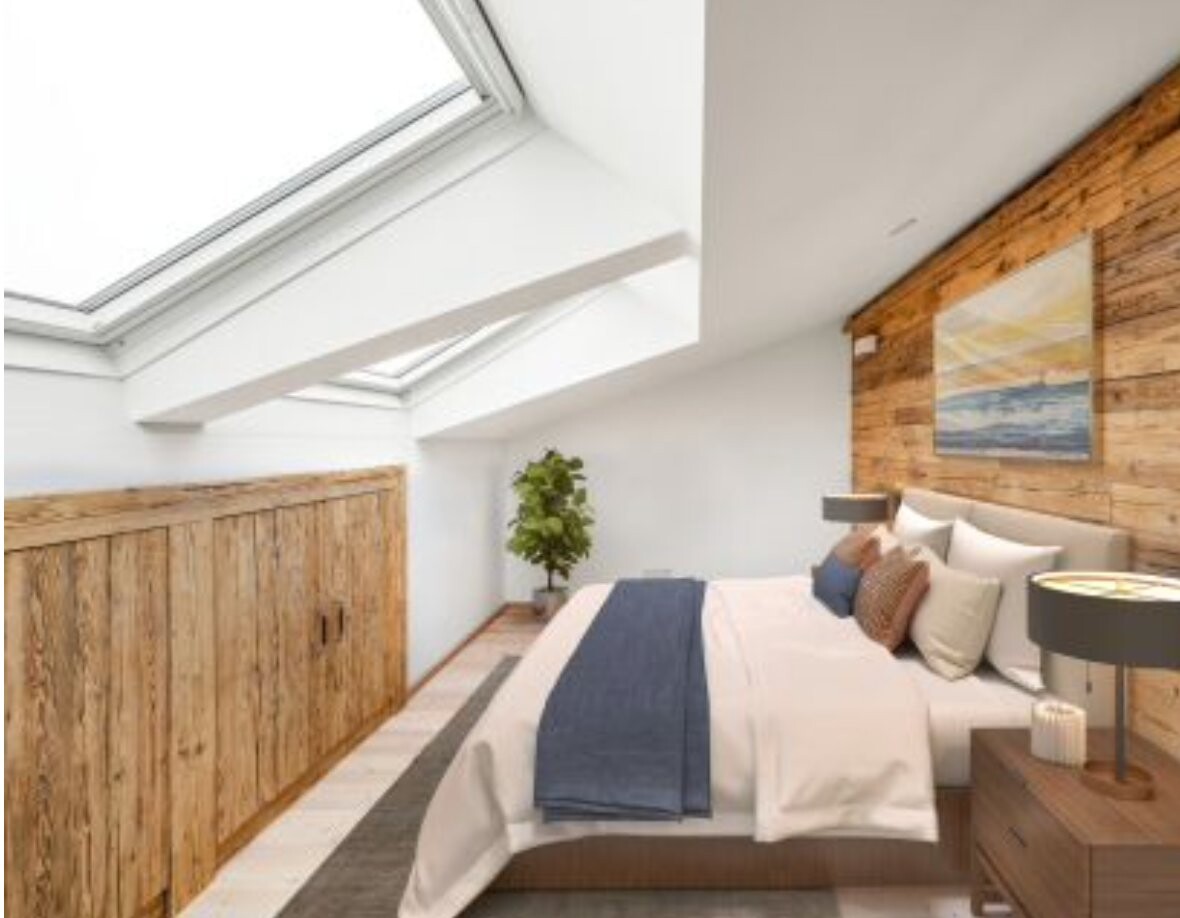Schlafzimmer mit Holzdetails