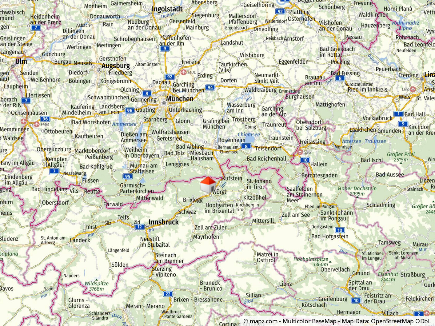 1 Stunde nach Innsbruck, Salzburg oder München und 3 Stunden an den Gardasee